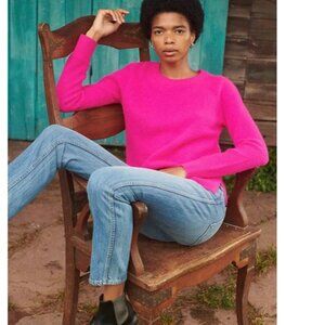 WHITE + WARREN Pink Cashmere Waffle Thermal Sweatshirt Sweater Top Sz M